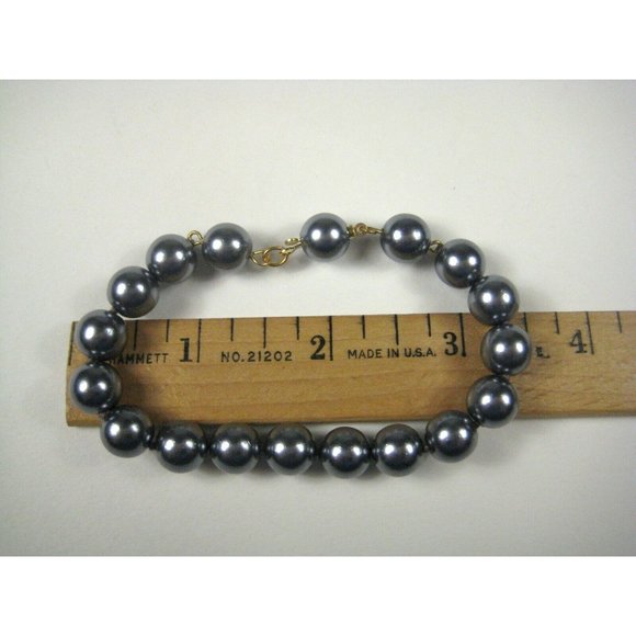 DS STARR Necklace Earrings Bracelet Women Set 3 Black Faux Pearl Bead String VTG - Picture 9 of 11